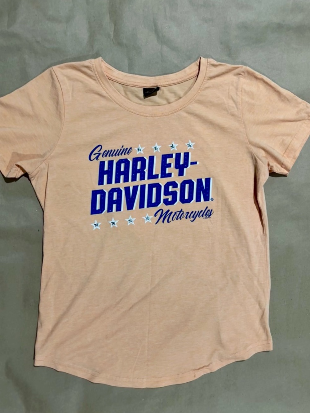 Harley Davidson Peach Graphic Tee Studded Logo Women’s Medium Y2K